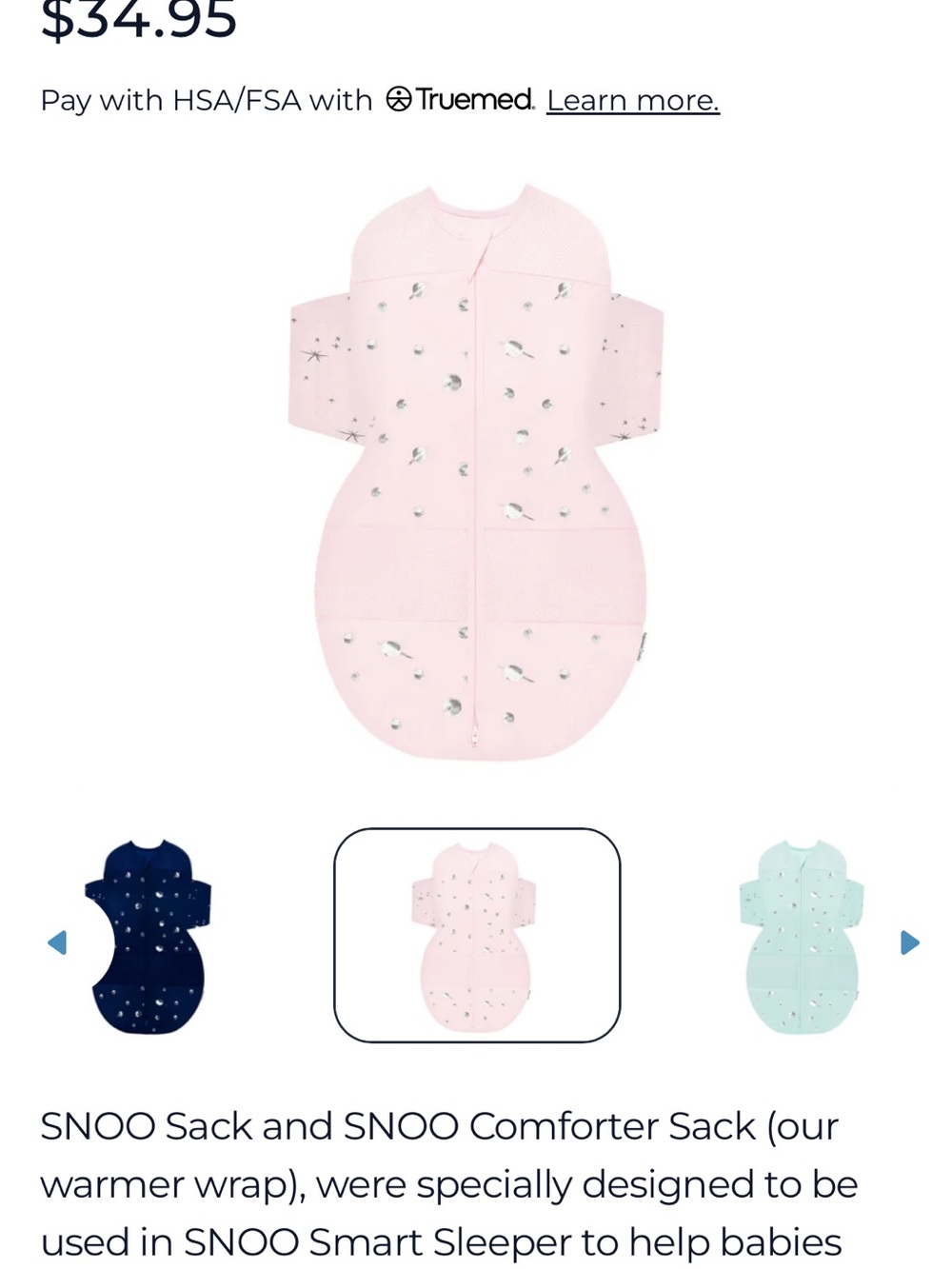 Happiest baby snoo sleep sack - pink size small